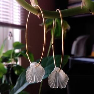 New Hand Made Gold Fill Hoop Earrings with Flower Accents